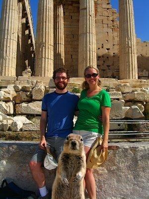 A squirrelized version of me and my husband on our honeymoon in Greece. Nice to feel good in your body on vacation!